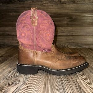 Justin Gypsy Boot Women's Leather Casual Wide Square Toe Cowhide Perfed Saddle